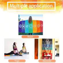 1 saltea de yoga și prosop de plajă cu tematică vibrantă chakra, protecție UV, uscare rapidă, decor de perete interior, excelent pentru meditație, picnic, fitness acasă, cadou excelent de Crăciun și Halloween pentru bărbați și femei, agățat de perete plin de viață