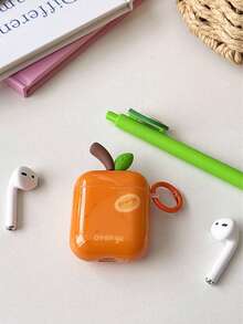 3D Leaf, Orange & Pear Design Silicone Soft Case Cover Compatible With Apple 4/3, Pro 2/3, Cute & Creative, Suitable For Couples, Summer