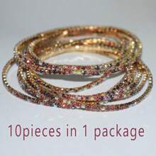 Delicado brazalete elástico pequeño con cristal, brazalete de strass multicolor para parejas de hombres y mujeres