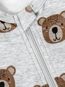 Baby Boy Cute Bear All-Over Print Zipper Jumpsuit - Grey - View 5