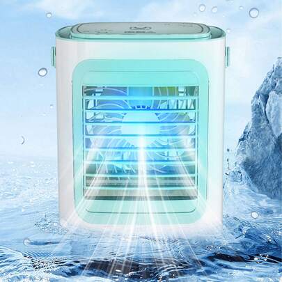 Aire Acondicionado Portátil, Enfriador De Aire Con 220ml De Tanque, Ventilador De Enfriamiento Portátil Con 3 Velocidades, Ventilador De Nebulización Refrigerado, Mini Enfriador De Aire Evaporativo (Azul)