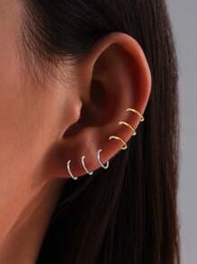 1PC 925 Sterling Silver 3-Layer Hoop Cuff Earring For Women Ear Cuff For Girls Non Pierced Ear Clips Cartilage Earring Women Jewelry