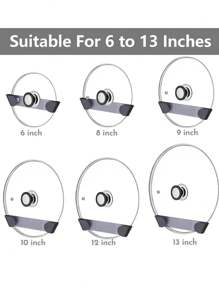 4 pièces Organisateur de couvercle de pot pour armoire, support de rangement universel autoadhésif pour le dessus des casseroles à l'intérieur de la porte de l'armoire, facile à installer. Organisateur de couvercle adapté à une taille de 6" à 13" pour la cuisine