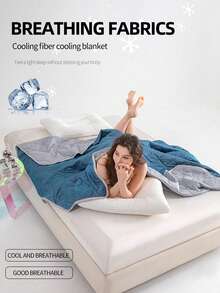 1. Cooling Blanket - Lightweight Summer Cooling Blanket, Suitable For Those Who Feel Hot, Can Lower The Temperature By 3-5°C Compared To Traditional Cooling Blankets. - Large/Small/Double Size - Machine Washable - Ideal For Camping, Air-Conditioned Rooms, And Night Sweats (5 Color Options) - Lake Blue - View 6