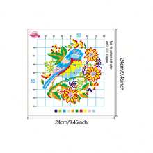 11CT 十字绣套件 DIY 手工刺绣，包括线、针、图案表 - 奶牛、企鹅、树懒、花卉乡村风格装饰，适用于客厅/卧室，初学者入门套装 - 彩色 - 查看 3