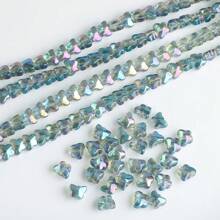 50pcs 8mm Side Hole Heart Shape / Center Hole Butterfly Glass Beads For DIY Handmade Jewelry, Suitable For Necklace, Bracelet, Earrings, Waist Chain, Headwear, Shoes, Accessories, Phone, Keychain, Pendants