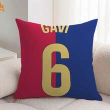 1个复古涤纶抱枕套，45*45厘米，巴塞罗那足球俱乐部图案，拉链封口，可机洗，不含枕芯，适用于各种房间，返校礼物，足球迷礼物 - 彩色 - 查看 7