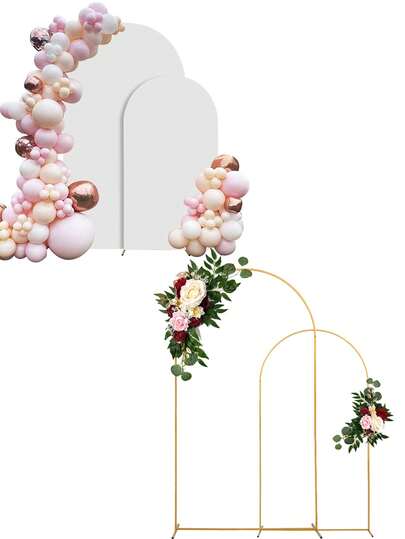 1 Set/Metallbogen Hintergrundhalterung mit Abdeckung, künstliche Blumen Bogen Dekoration (ca. 2m+1,8m), goldener Hochzeitsbogen Halterung, Ballon Bogen Rahmen für Geburtstag, Gender Reveal Party, Halloween, Weihnachten, Jahrestags Bogen Dekorationszubehör