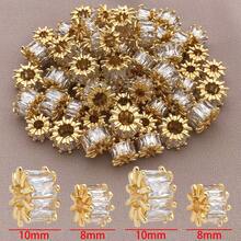 1/3/5 件方晶锆石隔珠 18K 镀金黄铜扁平圆形微密镶方晶锆石圆珠适用于 DIY 珠宝配件制作珠宝时尚配饰创意礼物 - 彩色 - 查看 14