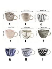 CMYD Studio 1pc 350ML Hand-Painted Ceramic Mug, Short And Fat Irregularly Dotted Coffee Cup, Suitable For Breakfast, Milk, Latte, Coffee, Striped Mug Cup Back To School