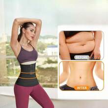 1 قطعة أحزمة الخصر بنسيج مرن للنساء، 118 بوصة ، حزام مدرب الخصر، لتحكم البطن والتنحيف وحرق الدهون للنساء بعد الولادة، حزام طبقات رياضي - الأسود - مشاهدة 5