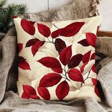 MEMNUN 1个/2个红色叶子图案印花抱枕套（不含枕芯），尺寸：17.7*17.7英寸（45*45厘米）/19.69*19.69英寸（50*50厘米）/15.75*15.75英寸（40*40厘米），单面印花，涤纶材质，适用于房间装饰、家居装饰、卧室装饰，可用于沙发、床、客厅、卧室、汽车、办公室、酒店等场所，四季皆宜，是馈赠亲朋好友的理想之选。 - 彩色 - 查看 7