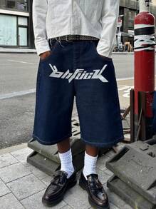 Jeans casuales de pierna recta GlobeSwift para hombres, estilo europeo y americano con estampado de letras, marca de ropa urbana