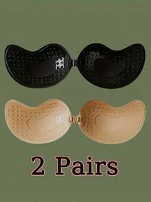 2 Pairs Adhesive Strapless Invisible Backless Low Cut Push-Up Bra'
