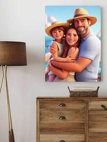 Catygift Custom Cartoon-Style Canvas Print With Uploaded Photo, Personalized Family Photo Canvas, Unique Gift For Mom, Dad, Anniversary, Home Decoration - As Shown - View 5