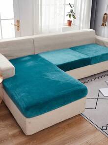 1 件天鹅绒沙发套经典风格沙发保护套/1/2/3/4 座沙发套/高弹舒适靠垫套适用于客厅卧室酒店家居装饰。 - 淺藍色 - 查看 6