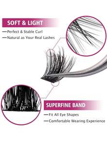MEM 144pcs Mixed Length 10-20mm Faux Mink Eyelashes, 0.07mm C/D Curl, Waterproof, Thick & Curly, Suitable For DIY Eyelash Extension, Daily Makeup Or Outdoor Wear - 黑色 - 查看 3