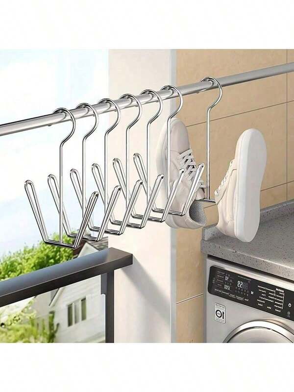 4pcs Shoes Drying Rack, Stainless Steel Shoe Hangers For Household,Stainless Steel Shoe Hangers - 2/4 Packs, Metal Space-Saving Rack With Hooks For Closet Organization, Durable Unfinished Metal Construction, Waterproof And Rust-Resistant, Easy To Assemble, Versatile Home And Laundry Footwear Storage Accessory