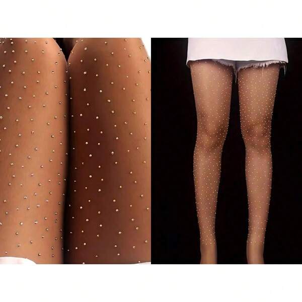 1 paire de bas très élastiques et taille haute, de couleur marron clair brillante. Parfaits pour s'assortir à toutes sortes de robes, idéaux pour une soirée. Cadeau parfait. Bas sexy, lingerie sexy, bas romantiques scintillants pour le club, les sorties, les rendez-vous, les mariages - bas et collants coquins et sexy