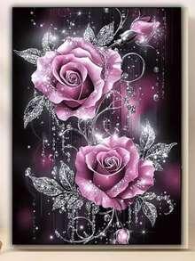 Glittering Roses Diy Full Round Diamond Painting Embroidery Kit Gift,Still Life Home Wall Decoration,Frameless - Multicolor - View 2
