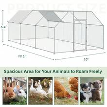 YODOLLA Large Metal Chicken Cage Run For Yard With Cover, Walk-In Chicken Pen For Outdoor, Backyard, And Farm, Hen Cage House For Chickens And Other Poultry - Silver - View 3
