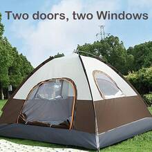 Carpa de campamento automática e instantánea con doble puerta y ventanas, carpa ovalada de alta calidad a prueba de mosquitos y rayos UV para campamento familiar, senderismo y viajes vacacionales - Colores surtidos, refugio al aire libre | Carpa de camping con ventanas | Diseño de carpa espacioso, carpas para acampada - Multicolor - Ver 3