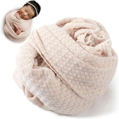 1pc Breathable Stretchy Newborn Photography Swaddle Blanket, Solid Color, Soft Knit Neutral Baby Essential, Newborn Photo Prop