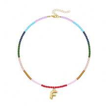 TUANZISP 1pc Women's Colorful Beaded Letter Pendant Necklace, Delicate Unique Design, Sweet Cool Style, Layered Beaded Necklace, Fashion Versatile Casual Jewelry Gift For Women, Birthday, Valentine's Day