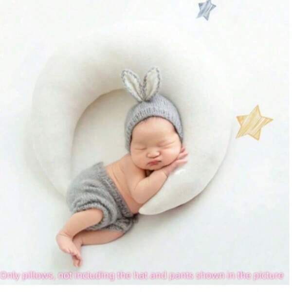 Almohada en forma de luna para fotografía de recién nacidos, props de fotografía especiales para festivales infantiles, regalo de recuerdo del crecimiento del bebé de 100 días