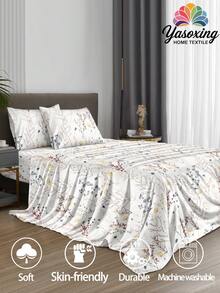 Bộ 4 tấm ga trải giường họa tiết hoa oải hương thực vật White Garden mềm mại dễ chăm sóc bằng sợi nhỏ Bộ ga trải giường vừa vặn (1 tấm ga trải giường phẳng + 1 tấm ga trải giường vừa vặn + 2 vỏ gối) Bộ ga trải giường vừa vặn King Queen Full TWIN KÍCH THƯỚC Túi sâu lên đến 11,8 inch Vỏ gối, mềm mại, thoáng khí, không nhăn, tốt hơn cho giấc ngủ, phong cách khách sạn sang trọng, quà tặng cho bố mẹ bạn bè Bộ đồ giường ký túc xá Bộ đồ giường trường học - trắng - Xem 2