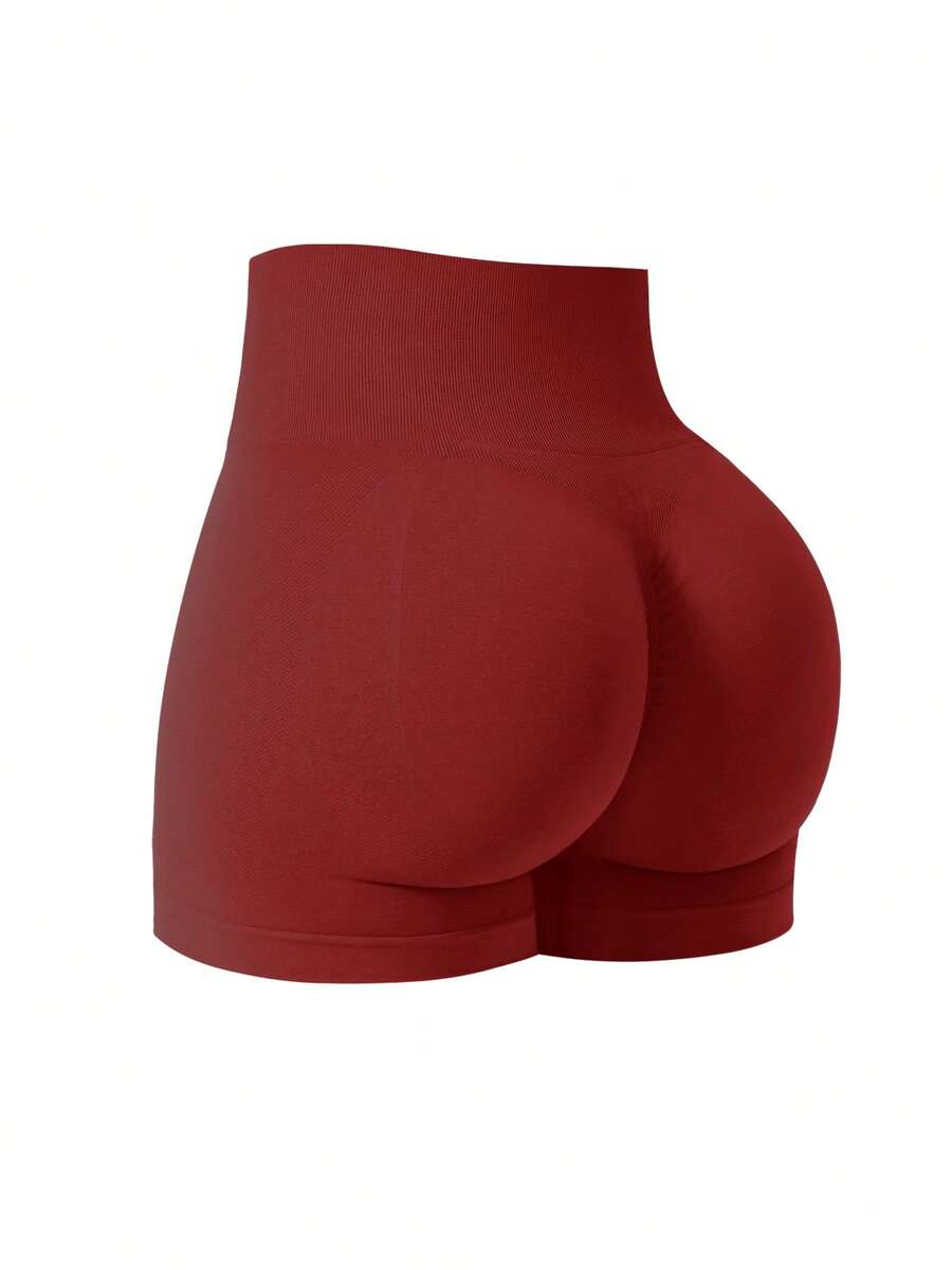 NcmRyu 1 pieza Pantalones cortos deportivos versátiles de Navidad para mujer, de unicolor, elásticos y ajustados - Rojo - Ver 1