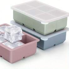 1個柔軟矽膠帶蓋冰格盤- 6個容積易於釋放的製冰盤可用於軟性飲料，威士忌，雞尾酒- 冰模具-廚房小工具 - 彩色 - 查看 4