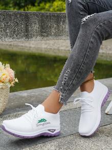 Zapatillas deportivas blancas de malla ligera y transpirable, Zapatillas casuales de mujer, Zapatos de running versátiles y de moda para la oficina, Nuevos 2025
