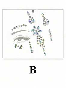 Rhinestone Studded Eye Makeup Sticker, Shiny Faux Rhinestone 3d Face Jewel Sticker, Suitable For All Seasons, Music Festival, Cosplay, Party, Photography, Daily Accessory (Abs Resin) Halloween - Multicolor - View 13