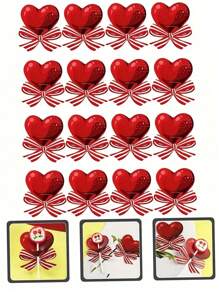 50pcs Red Love Knot Shaped Paper Lollipop Cards, Candy Packaging Paper Lollipop Racks, DIY Lollipop Decoration Cards, Engagement And Wedding Candy Processing Paper Boxes, Candy Decoration Products