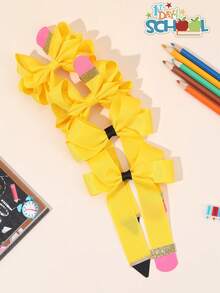 4 件装女童开学发夹铅笔蝴蝶结鳄鱼夹黄粉黑发夹开学第一天发夹可爱甜美发夹新学期礼物发夹儿童发饰 - 彩色 - 查看 8