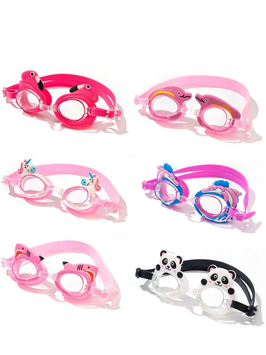 儿童游泳镜 动物 防紫外线 防雾 清水泳池镜 适合女孩和男孩 - 彩色 - 查看 1