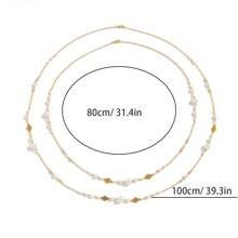 2pcs French Fashion Faux Pearl Chain Long Necklace, Women's Party Gathering Accessories, Elegant Jewellery