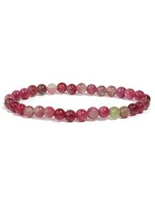 1 件 6 毫米天然石珠手链虎眼石玛瑙石英珠弹力手链男女款瑜伽饰品礼物 - 彩色 - 查看 21