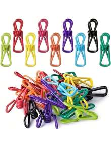 50pcs Random Color Multipurpose Storage Clips, Colored Stainless Steel Clips, Multipurpose Chip Snack Bag Clips, Windproof Clothes Clips, Paper Towel Rack, Clothesline Clips, Multipurpose Household Storage Clips, Windproof, Non-Slip, Strong Grip