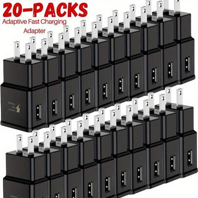 Lot Of 20 USB Fast Charger Block - Wall Power Adapter For Android, Devices With Rapid Charging Capability Phone Charger
