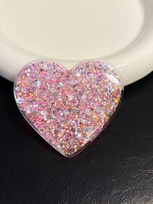 1pc Shiny Heart-Shaped Phone Grip Stand, Expandable Phone Holder, Phone Accessory - Multicolor - View 21