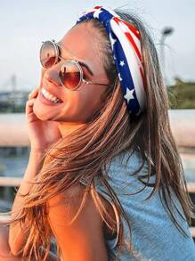 4th Of July Womens Headband Independence Day Hair Accessories Patriotic Wide Headbands Women Red And Blue Hairband American USA Party Decor (Pack Of 4)