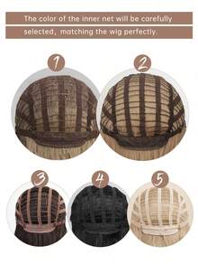 Classic Casual 12" Straight Brown Bob Wig, Synthetic Fibre, Easy Care, For Everyday Wear, Basic Style - 暗棕色 - 查看 5