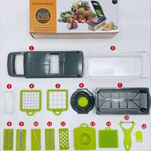 16-In-1 Vegetable Chopper With Container - Multi-Functional Kitchen Cutter For Onions, Fruits And Vegetables, Durable Plastic Food Slicer With Lock, Portable Design And Easy Clean Blades, For Prep, Slicing, Shredding, Vegetable Cutting And Chopping, Simple Kitchen Tool, Easy To Clean - Grey - View 10