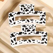 3 pezzi Eleganti fermagli per capelli antiscivolo con stampa mucca - Design alla moda in bianco e nero a motivo di mucca, fermagli a forma di U pratici per acconciature quotidiane, ottimo regalo per la Festa della Mamma, compleanni estivi, accessori per capelli autunno/inverno da donna per look da vacanza