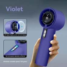 1 件男女通用纯色 USB 可充电 100 速高风量长电池寿命迷你手持风扇，液晶显示屏，适合送礼、户外、海滩、旅行、运动、家居、办公室、日常使用 - 彩色 - 查看 17