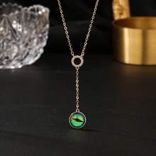 1 pieza Collar con colgante de ojo de diablo de moda, estilo europeo y americano, adecuado para uso diario de mujeres, regalo de vacaciones y cumpleaños - Amarillo Oro - Ver 4