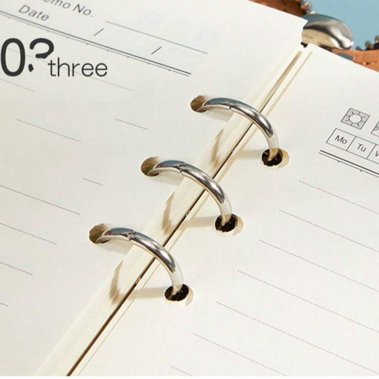 商务拉链袋笔记本A5活页本套装学校用品办公多功能会议记录簿配有卡槽和手机支架仿PU皮革活页夹 - A5 - 查看 8