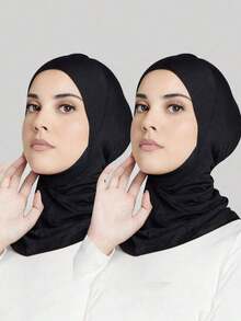 1/2 chiếc lót khăn trùm đầu nữ, có thể che đầu, cổ và cằm, khăn trùm đầu dệt kim co giãn kiểu Hồi giáo, có thể nhanh chóng sử dụng như lớp lót khăn trùm đầu. - mũ turban nữ - Xem 2